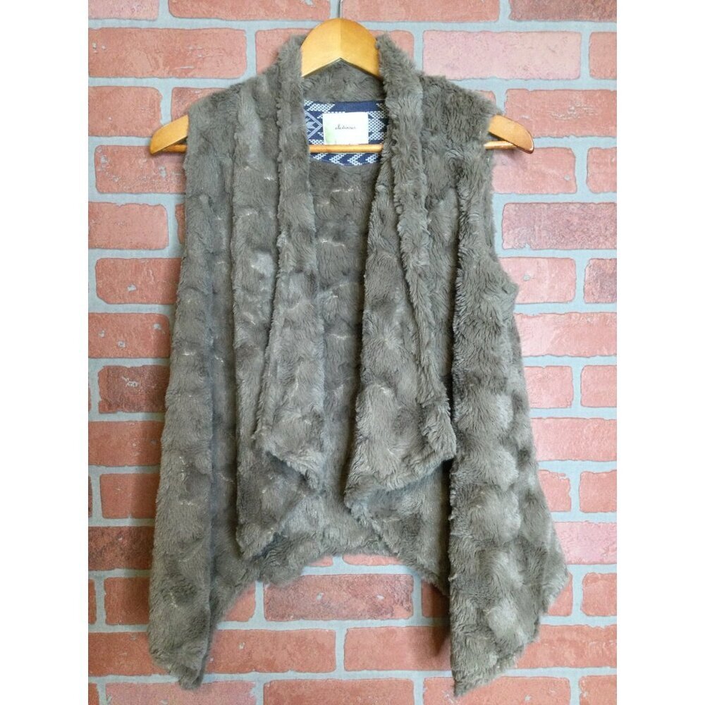 Anthropologie Elevenses Faux Fur Vest Size M Open Front Mob Wife